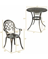 Sugift 3 Pieces Outdoor Set Patio Bistro with Attached Removable Ice Bucket