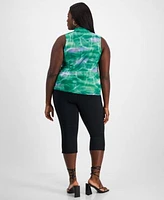 Bar Ii Trendy Plus Size Cowl Neck Cutout Sleeveless Top High Rise Ponte Side Zip Capri Pants Exclusively At Macys