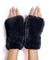 Julia & Stella by Maximilian Knitted Shearling Fingerless Gloves