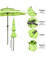 Yescom 10 Ft 3 Tier Patio Umbrella with Crank Handle Push to Tilt Yard Outdoor