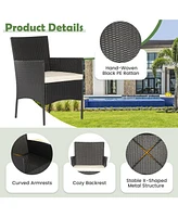 Sugift 5 Pieces Outdoor Wicker Sofa Set with Coffee Table and 2 Ottomans