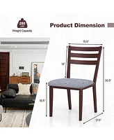 Sugift Set of 2 Upholstered Armless Kitchen Chair with Solid Rubber Wood Frame