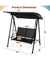 Sugift 2-Seat Outdoor Canopy Swing with Comfortable Fabric Seat and Heavy-duty Metal Frame