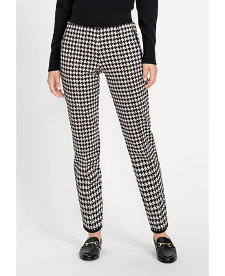 Olsen Women's Houndstooth Jersey Knit Cropped Pant