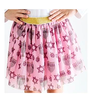 Sweet Wink Little and Big Girls Hanukkah Blush Pink Tutu Skirt