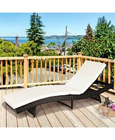 Inolait Patio Folding Chaise Lounge with 5 Adjustable Levels and Cushion
