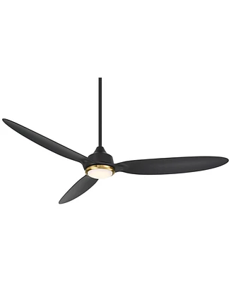 Casa Vieja 60" Revere Mid Century Modern Indoor Outdoor Ceiling Fan 3 Blade Customize Led Remote Control Matte Black Finish Blades Bedroom Patio Livin