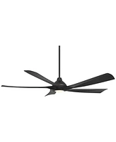 60" Eloquent Modern Indoor Outdoor Ceiling Fan 5 Blade Led Light Remote Control Matte Black Finish Blades Bedroom Patio Living Room Kitchen Porch Damp