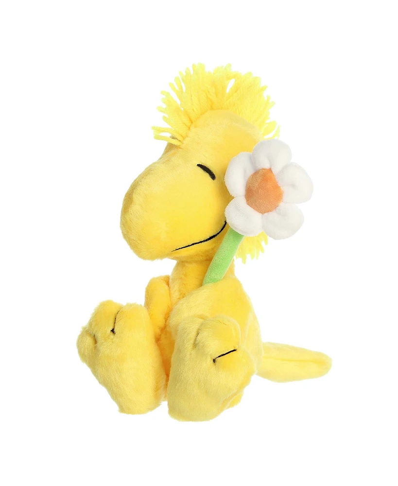 Aurora Small Woodstock Peanuts Timeless Plush Toy With Flower 6"