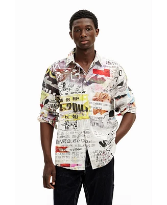 Desigual Men's Shirt with Japanese Print Design