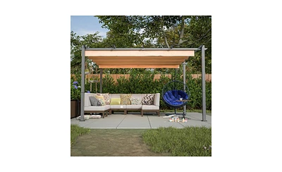 Slickblue 10' x 13' Aluminum Patio Pergola with Retractable Canopy – Perfect Backyard Shade Shelter for Porch, Outdoor Parties