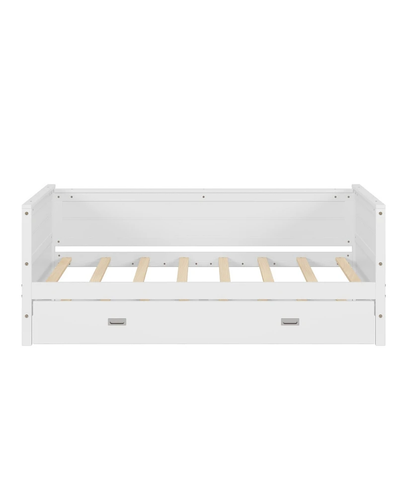 Slickblue Twin Size Solid Wood Daybed with Trundle Versatile Solution for Kids, Teens, Dorms, and Guest Rooms