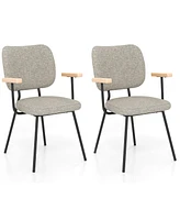 Gymax Set of 4 Fabric Kitchen Dining Chair Armchair Padded Modern Accent Orange