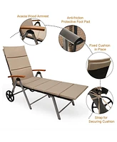 Inolait Foldable Outdoor Chaise Lounge Chair Wicker Recliner Chair with Aluminum Frame