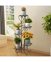 Unho 5 Tier Tall Plant Stand Metal Shelf Flower Pots Display Holder Outdoor Garden