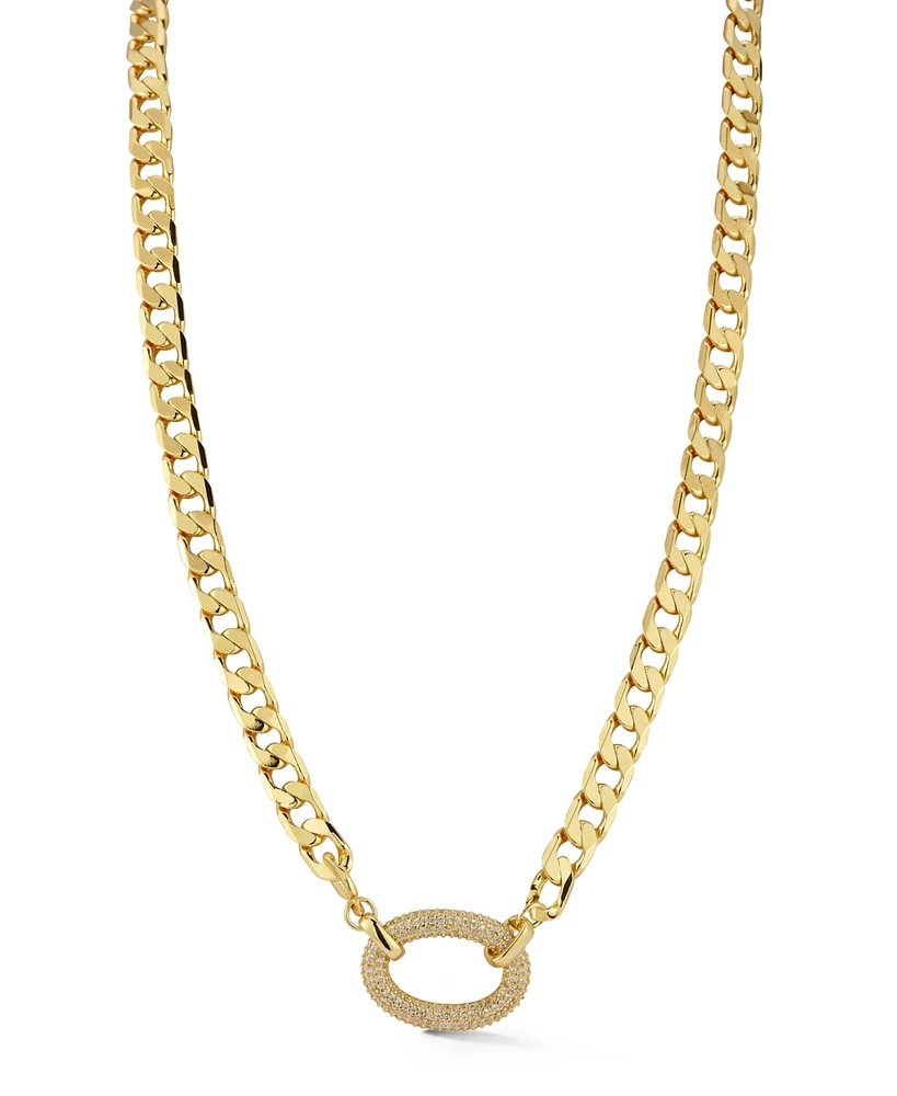 Rachel Zoe 18K Gold Plated Pave Link Curb Chain Necklace