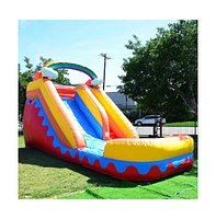 JumpOrange Commercial Grade Inflatable 14' Rainbow Cloud Xtreme Party Water Slide, 100% Pvc Vinyl With Air Blower