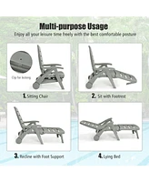 Sugift 5 Position Adjustable Folding Lounger Chaise Chair on Wheels
