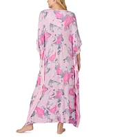 Ellen Tracy Women's Printed V-Neck Caftan Nightgown