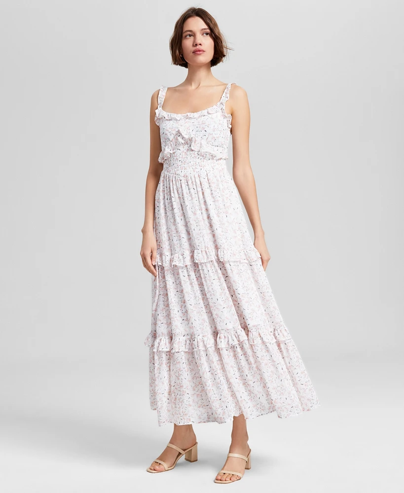And Now This Women's Floral-Print Ruffled Tiered Smocked-Waist Maxi Dress, Exclusively at Macy's