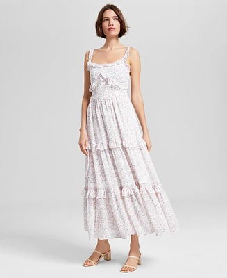 And Now This Women's Floral-Print Ruffled Tiered Smocked-Waist Maxi Dress, Exclusively at Macy's