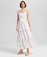 And Now This Women's Floral-Print Ruffled Tiered Smocked-Waist Maxi Dress, Exclusively at Macy's