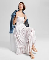 And Now This Women's Floral-Print Ruffled Tiered Smocked-Waist Maxi Dress, Exclusively at Macy's