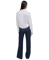 Dkny Jeans Petite Cropped Button-Front Shirt