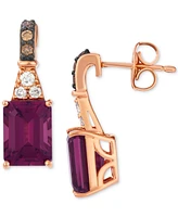 Le Vian Rhodolite (3-3/4 ct. t.w.) & Diamond (1/6 ct. t.w.) Drop Earrings in 14k Rose Gold