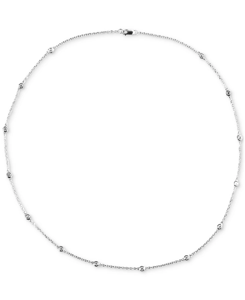 Diamond Bezel Station 18" Necklace (1/2 ct. t.w.) in 14k White Gold