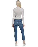 Dkny Jeans Petite Ribbed Mock-Neck Sweater