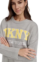 Dkny Jeans Petite Varsity Logo Crewneck Sweater