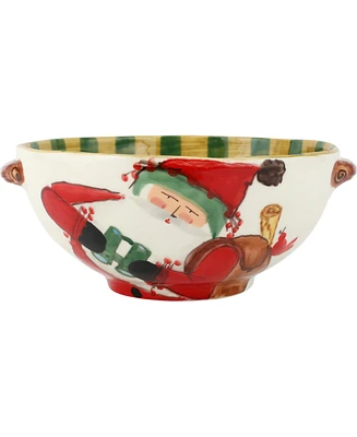 Vietri Old St. Nick Handled Bowl with Bird Watcher