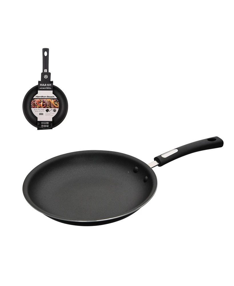 Hamilton Beach Nonstick Interior Fry Pan 8-Inch - Black Aluminum Fry Pan with Soft Touch Bakelite Handle - Flared Edge