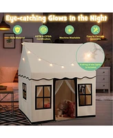 Gouun Toddler Large Playhouse with Star String Lights-Beige