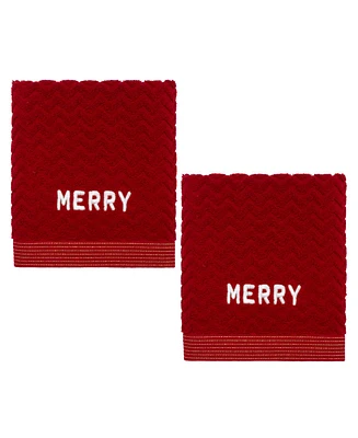 Nicole Miller Merry 2-Pack Cotton Hand Towel Set, 28" x 16"