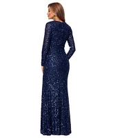 Xscape Women's High-Slit Square-Neck Sequinned Evening Gown