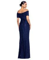 Xscape Women's Sequined Lace Off-The-Shoulder Gown