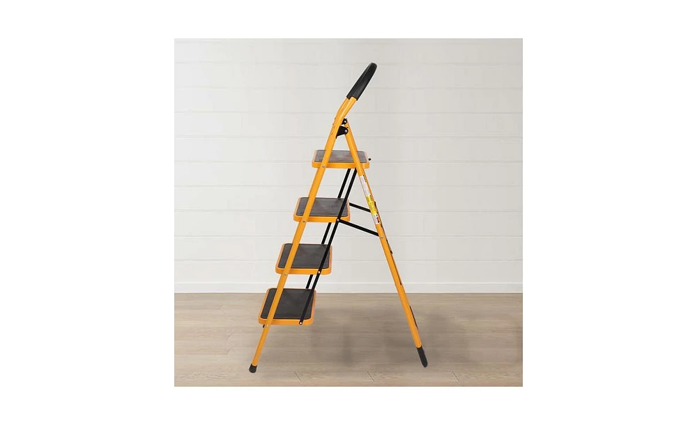 Slickblue 4-Step Folding Ladder – Portable Step Stool, Sturdy and Lightweight for Home and Office Use