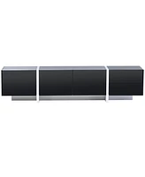 Slickblue White & Black Contemporary Rectangle Design Tv Stand – Modern Tv Console Table for TVs Up to 80”