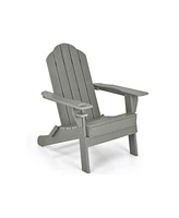 Sugift Foldable Weather Resistant Patio Chair with Built-in Cup Holder