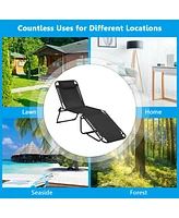 Sugift Folding Heightening Design Beach Lounge Chair with Pillow for Patio