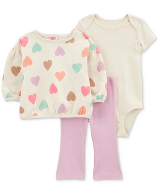 Carter's Baby Girls Hearts Pullover Top, Bodysuit & Flare Pants