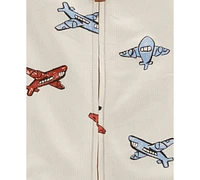 Carter's Baby Boys Cotton Airplane Cardigan, Bodysuit & Pants