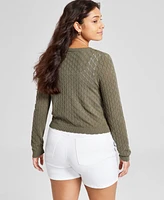 And Now This Women's Pointelle Crewneck Cardigan, Exclusively at Macy's