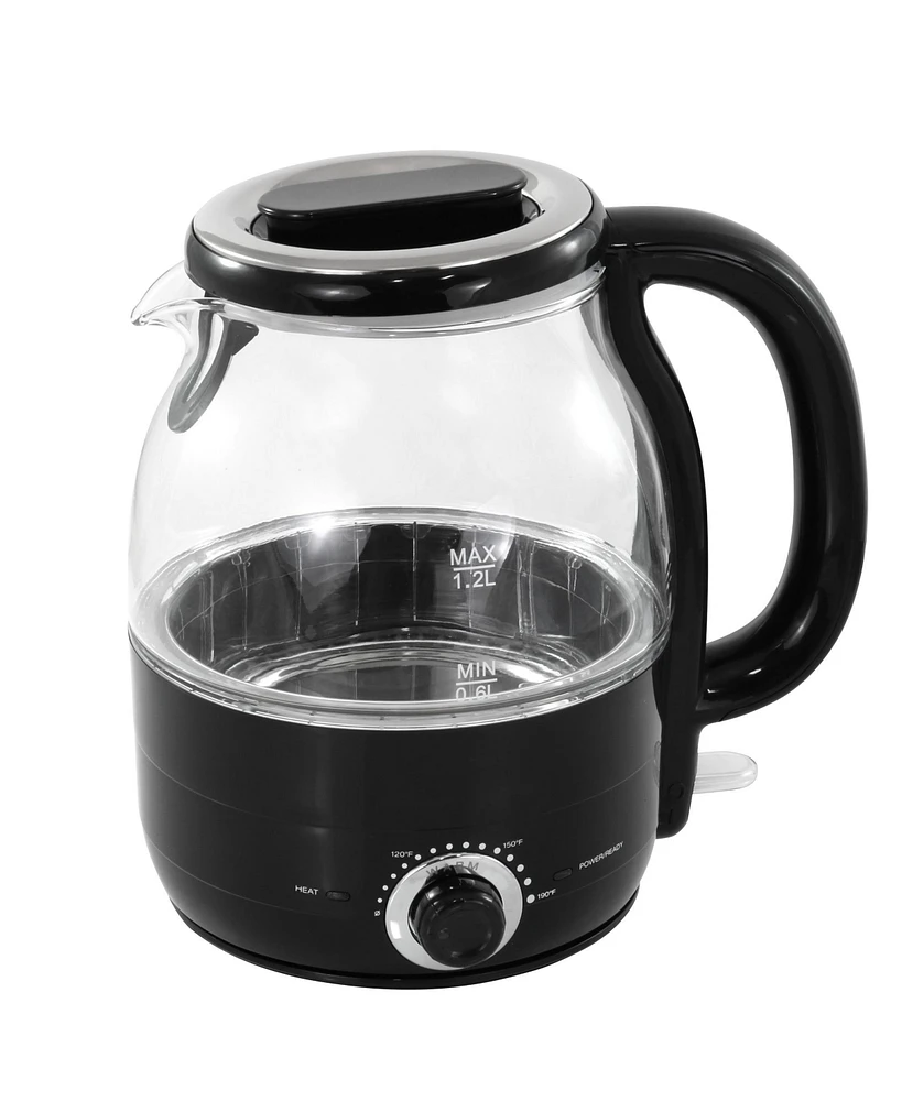 Elite Cuisine 1.25-Quart Electric Honeypot Glass Kettle