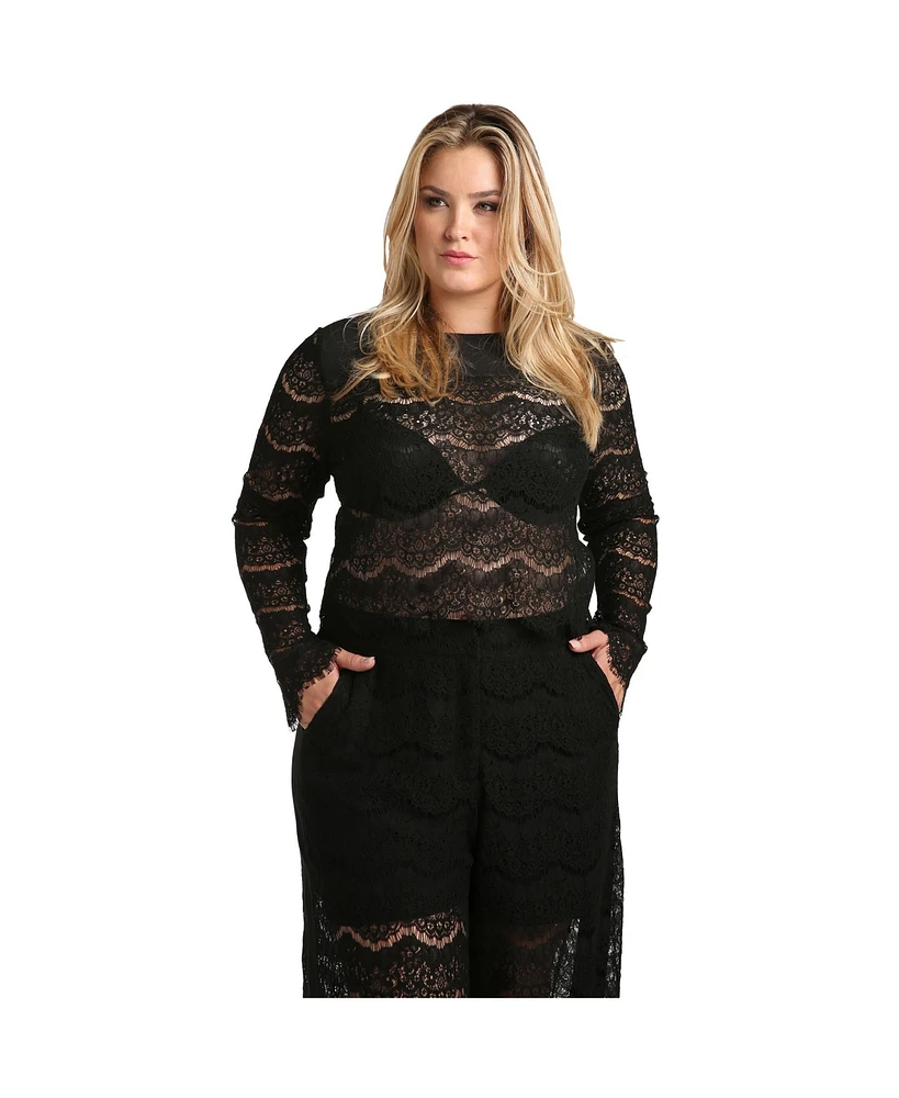 Standards & Practices Plus Long Sleeves Lace Blouse