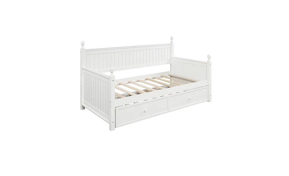 Twin Size Wood Daybed with Twin Trundle for Space-Saving Sleep Solutions