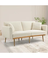 Slickblue Velvet Loveseat Sofa with Metal Feet, Elegant Accent Sofa for Living Room or Bedroom