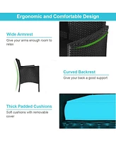 Sugift Wicker Patio Conversation Furniture Set with Removable Cushions and Table